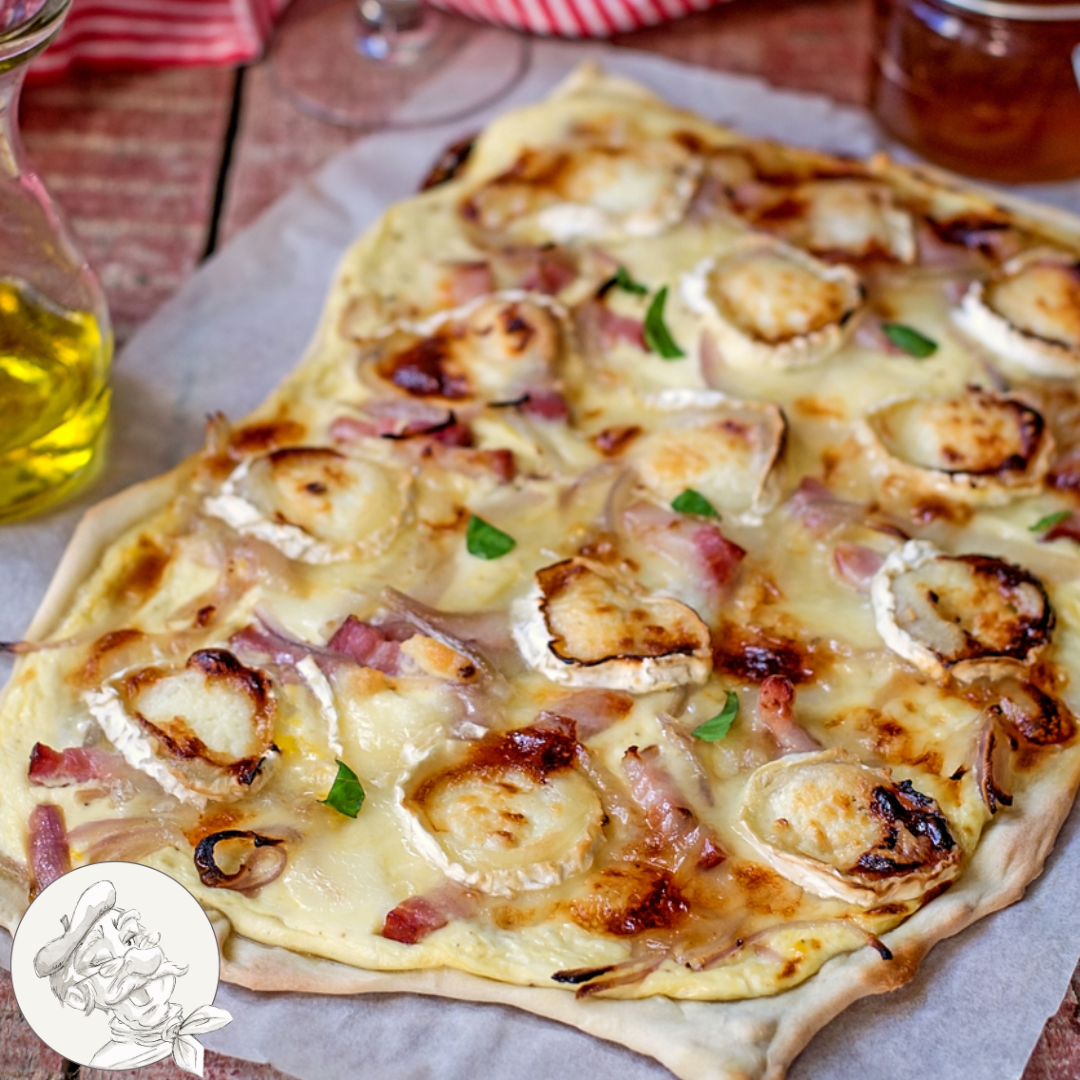 Tarte Flambée Goat Cheese and Bacon